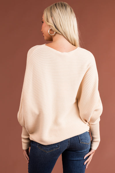 Brynn Vanilla Boatneck Dolman Sleeves Sweater