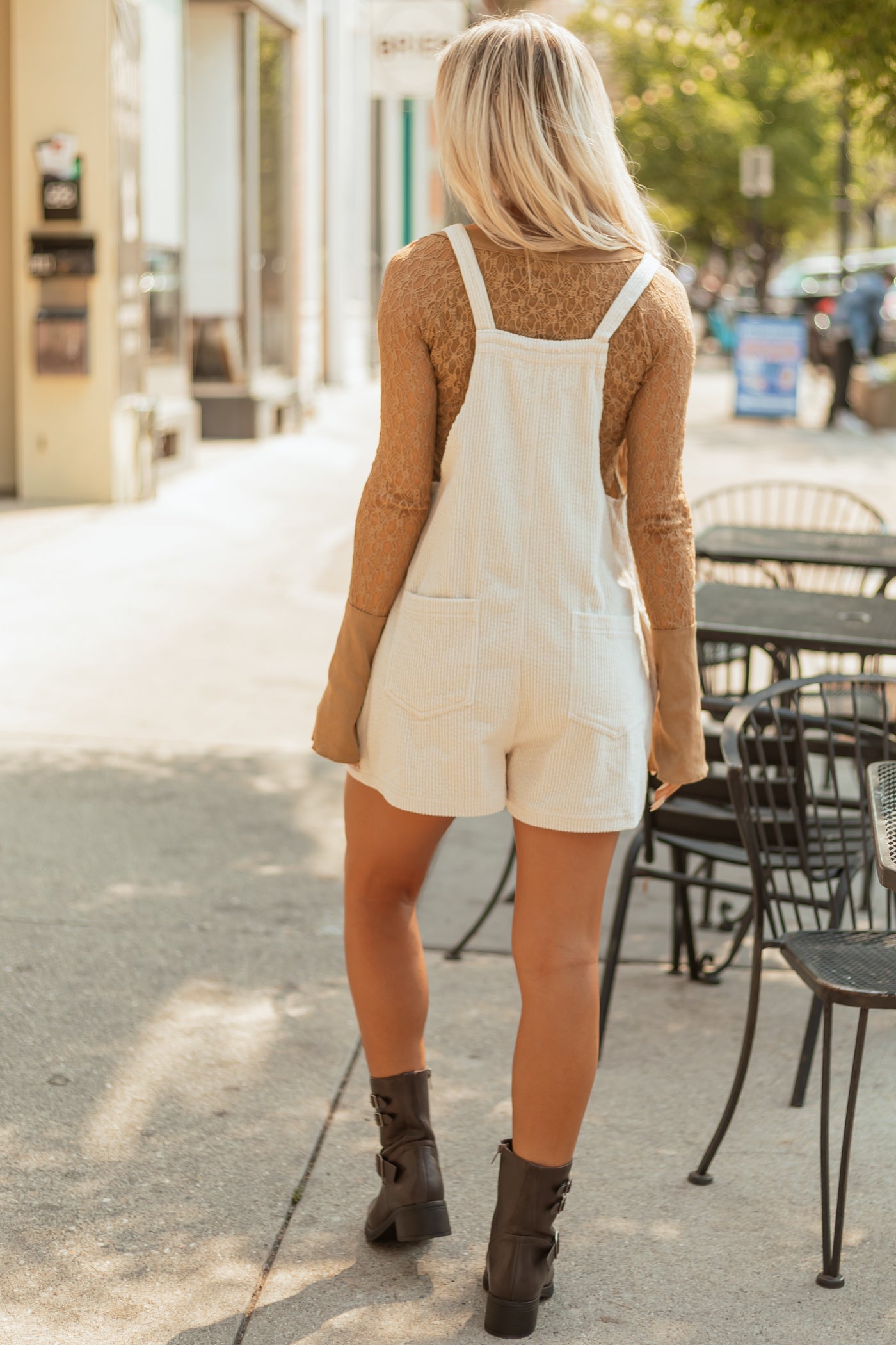 Vanilla Corduroy Relaxed Overalls Style Romper