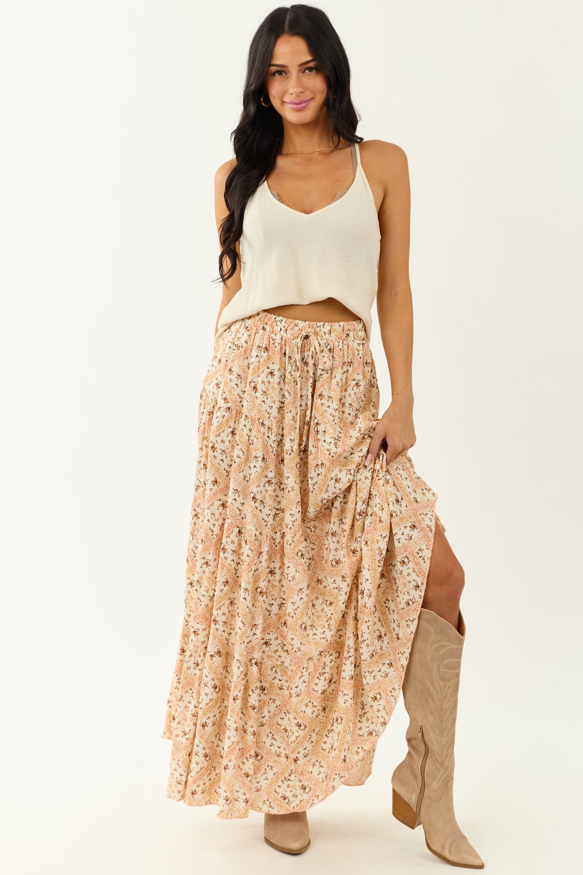 Floral Tiered Maxi Skirt