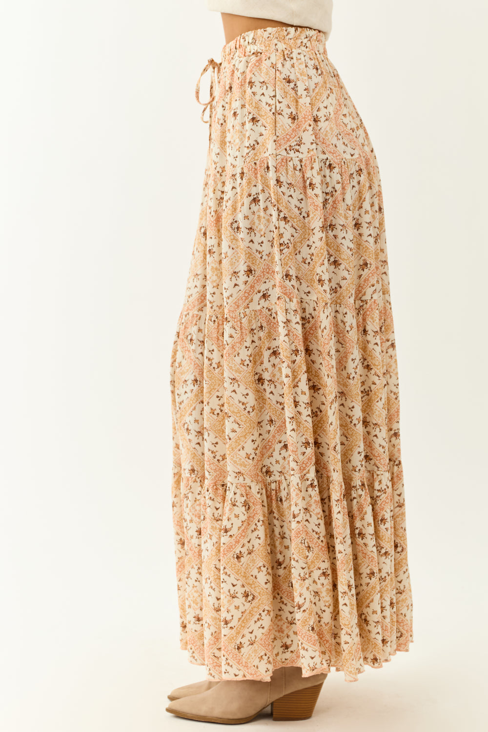 Blush Prairie Tiered Maxi Skirt - 9078_PINK