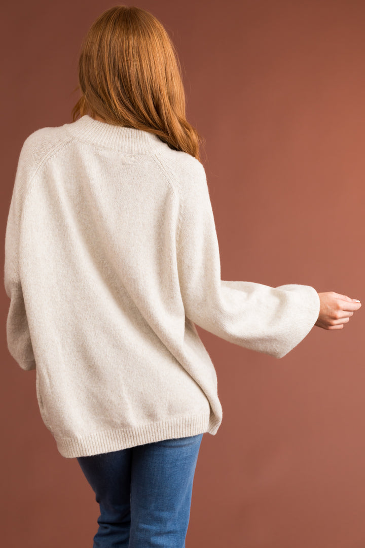 Vanilla Half Button Up Long Sleeve Sweater