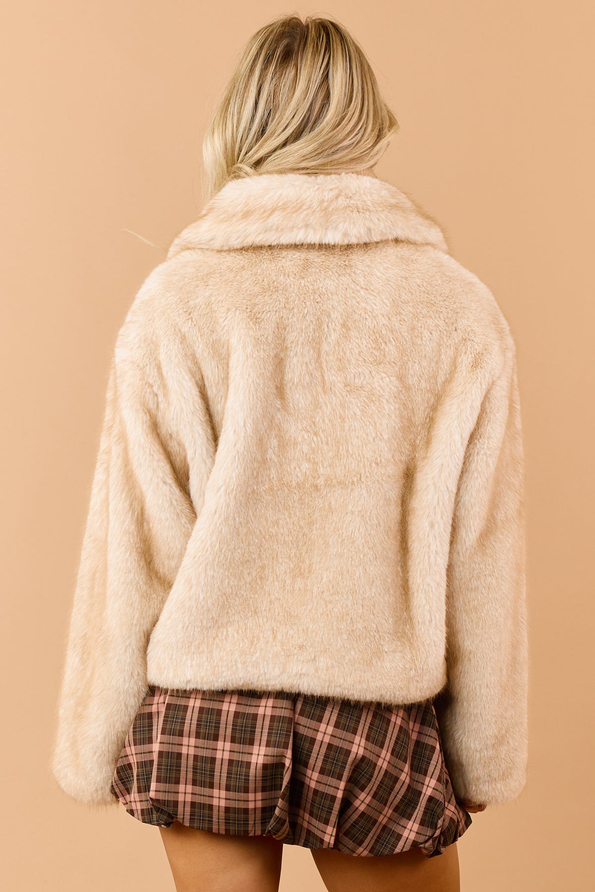 Vanilla Ivory and Brown Sugar Faux Fur Coat