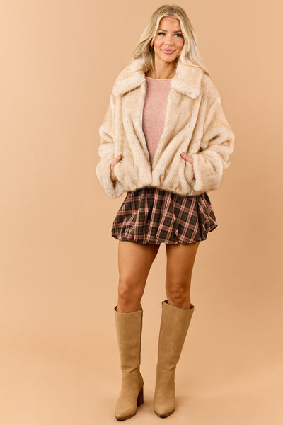 Vanilla Ivory and Brown Sugar Faux Fur Coat
