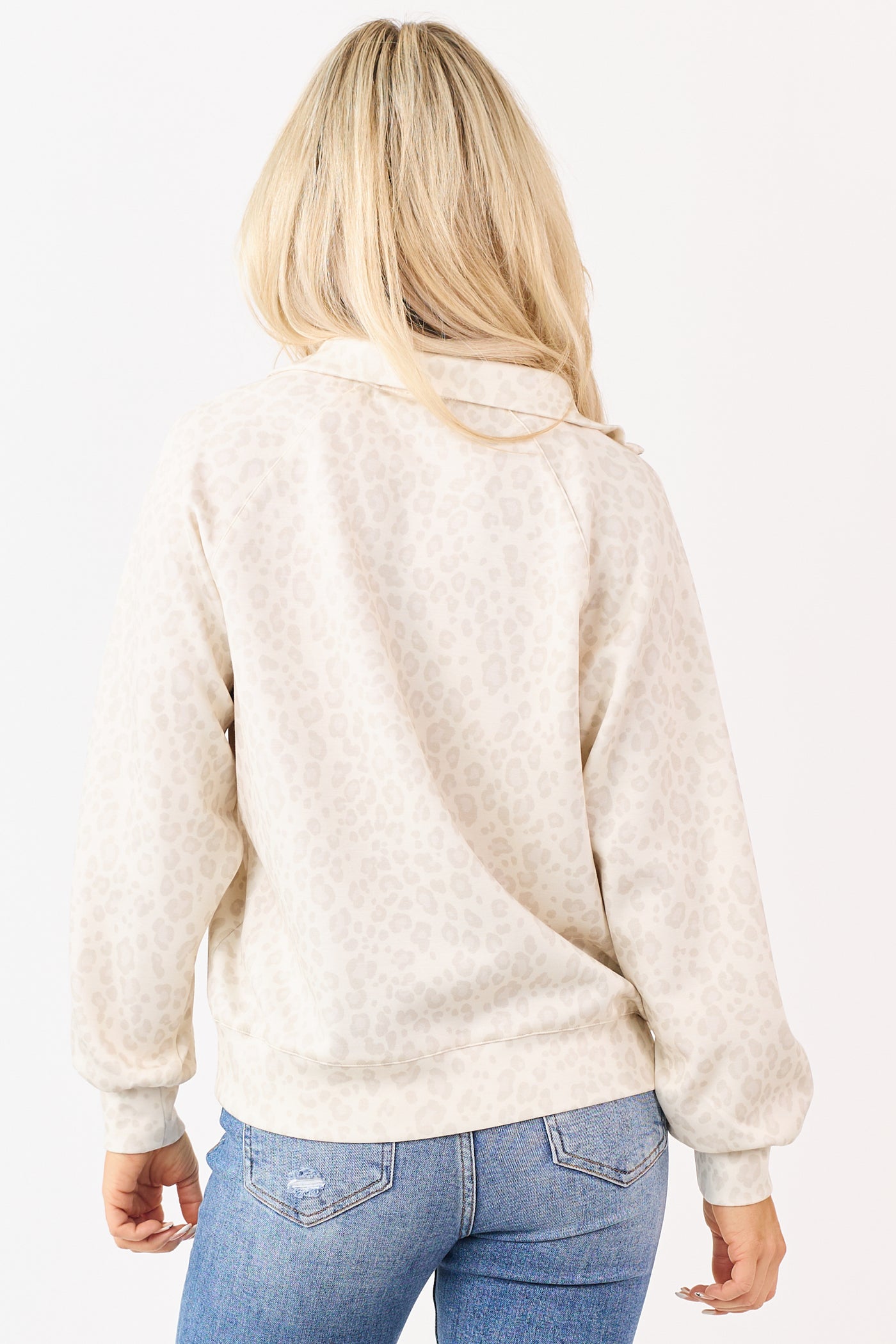 Vanilla Leopard Print Quarter Zip Sweatshirt