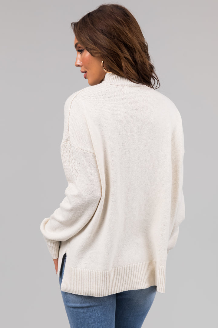 Vanilla Mock Neck Long Sleeve Knit Sweater