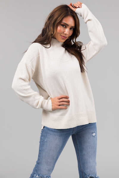 Vanilla Mock Neck Long Sleeve Knit Sweater