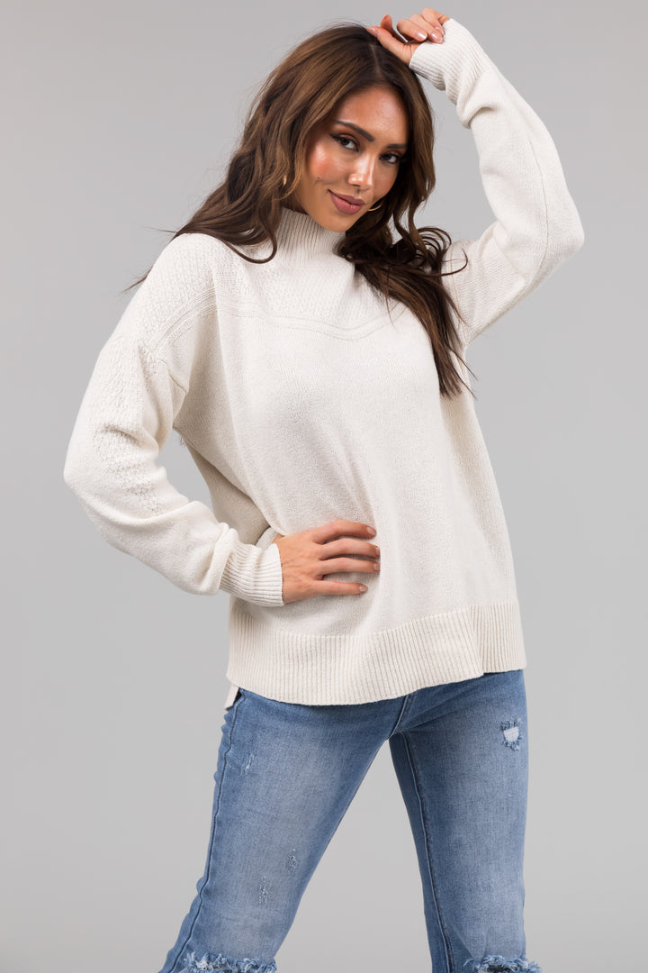 Vanilla Mock Neck Long Sleeve Knit Sweater