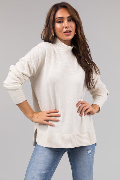 Vanilla Mock Neck Long Sleeve Knit Sweater