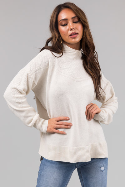 Vanilla Mock Neck Long Sleeve Knit Sweater