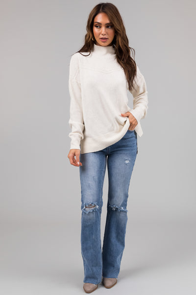 Vanilla Mock Neck Long Sleeve Knit Sweater