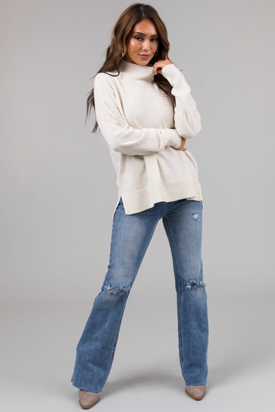 Vanilla Mock Neck Long Sleeve Knit Sweater