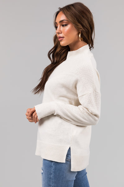Vanilla Mock Neck Long Sleeve Knit Sweater