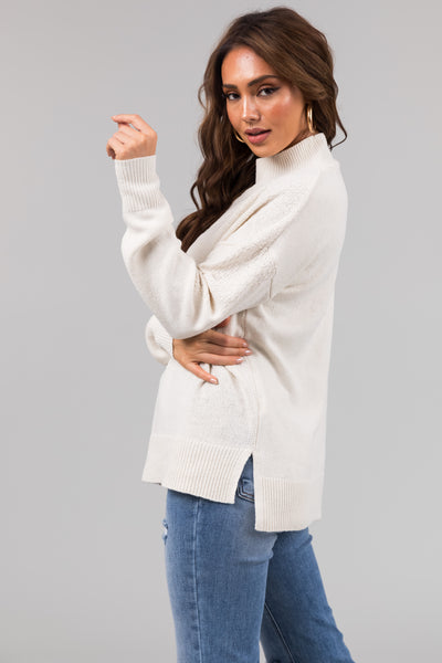 Vanilla Mock Neck Long Sleeve Knit Sweater