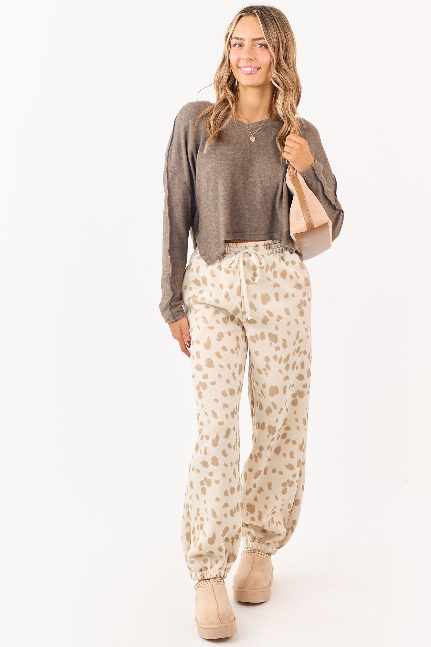 Vanilla Soft Knit Cheetah Print Jogger Sweatpants