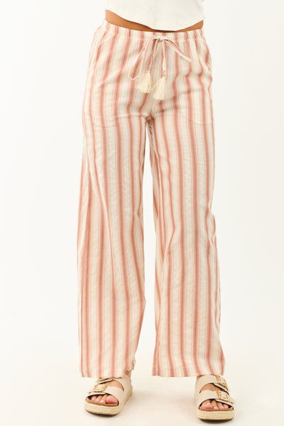 Vanilla Striped Lightweight Cotton Flowy Pants