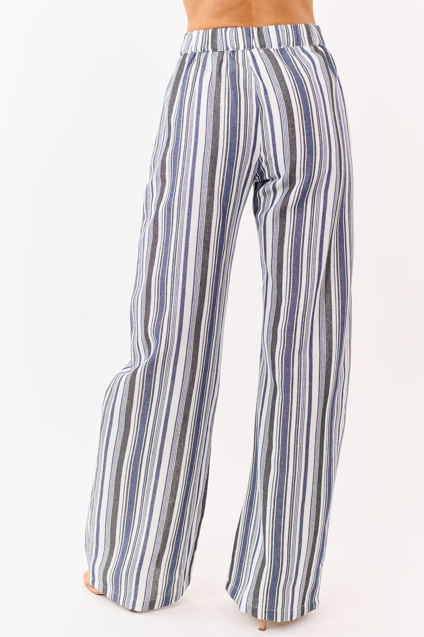 Vanilla and Cobalt Striped Wide Leg Pants