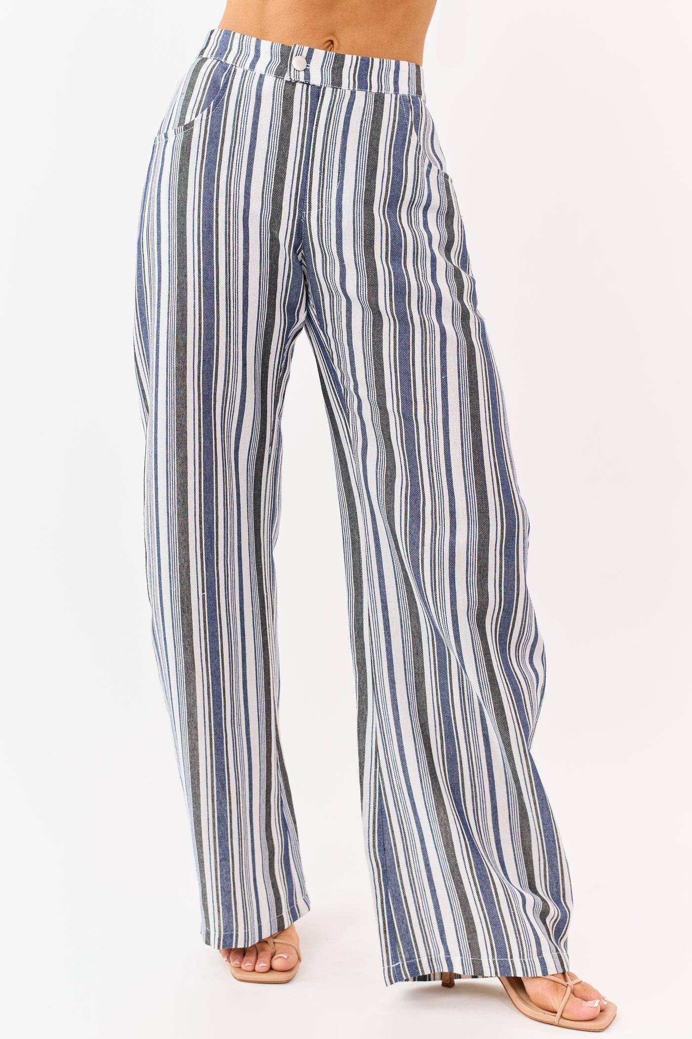 Vanilla and Cobalt Striped Wide Leg Pants