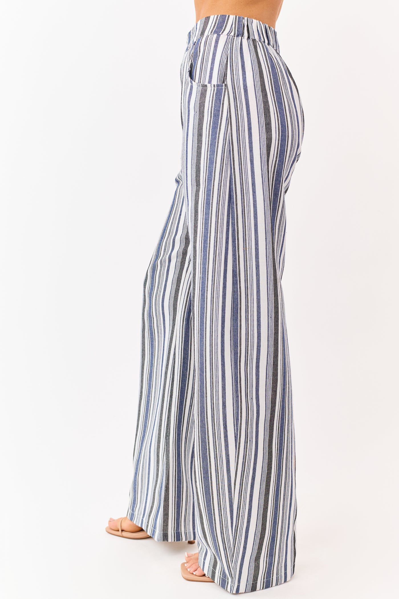 Vanilla and Cobalt Striped Wide Leg Pants