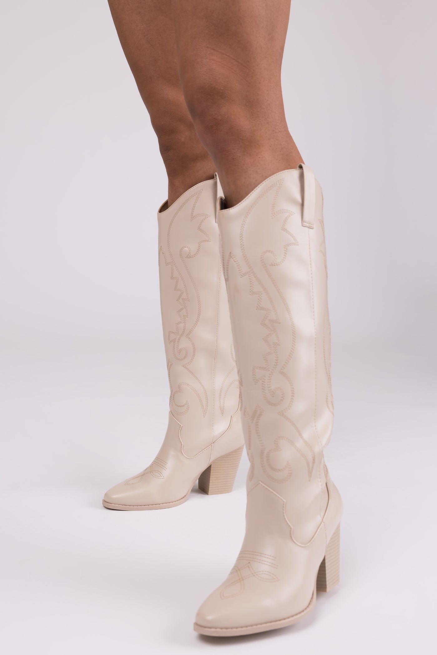 Vanilla Knee High Block High Heel Western Boots