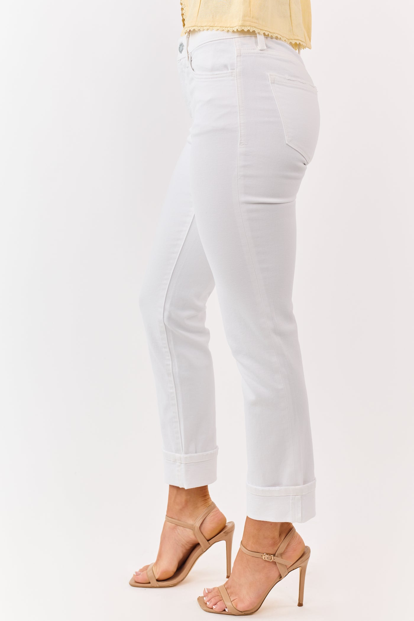 Vervet Ivory Mid Rise Slim Straight Stretch Jeans