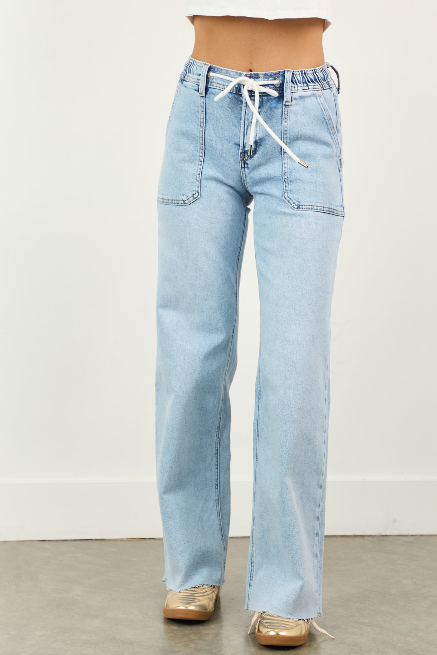 Vervet Light Acid Wash Stretchy Wide Leg Jeans
