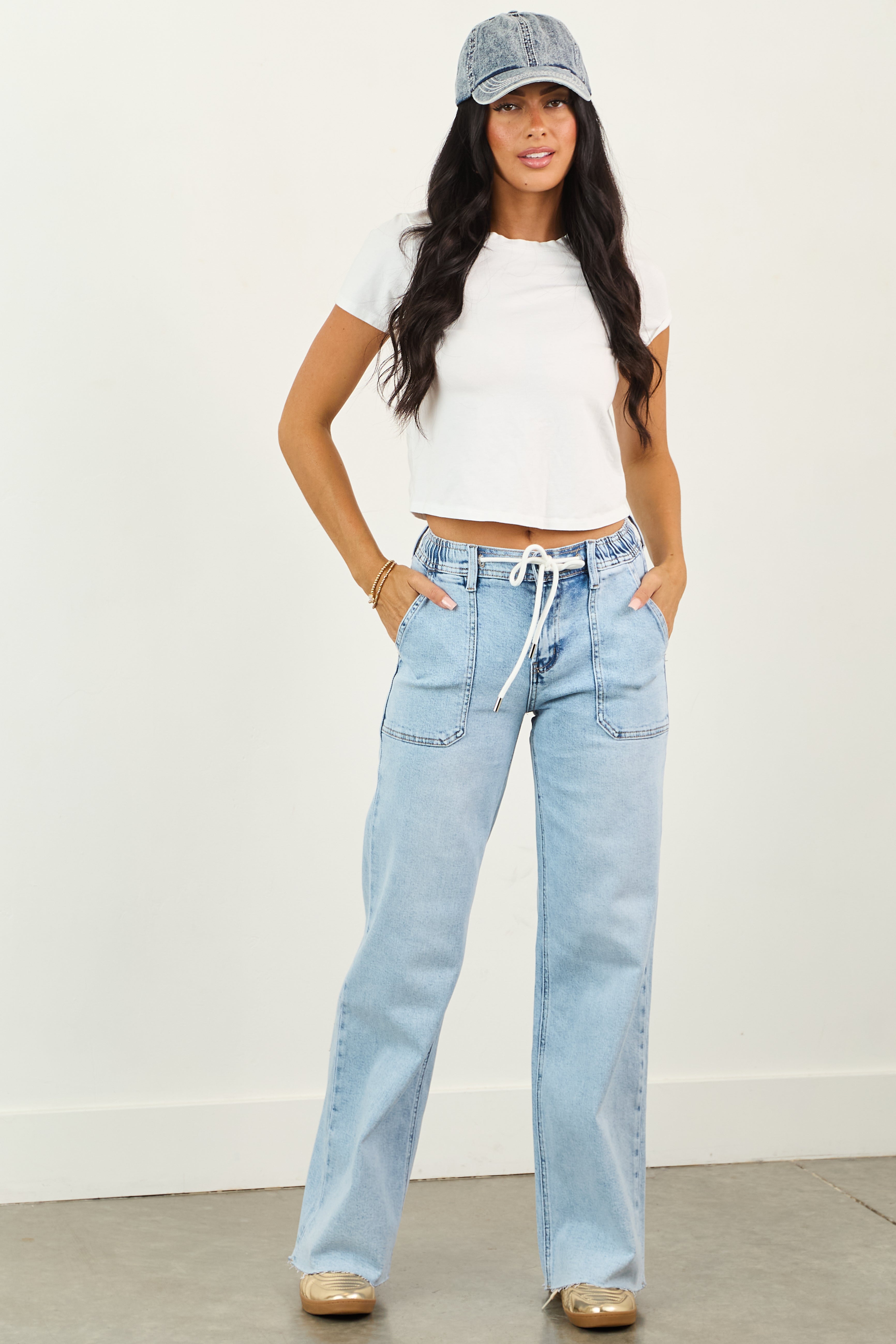 Vervet Light Acid Wash Stretchy Wide Leg Jeans