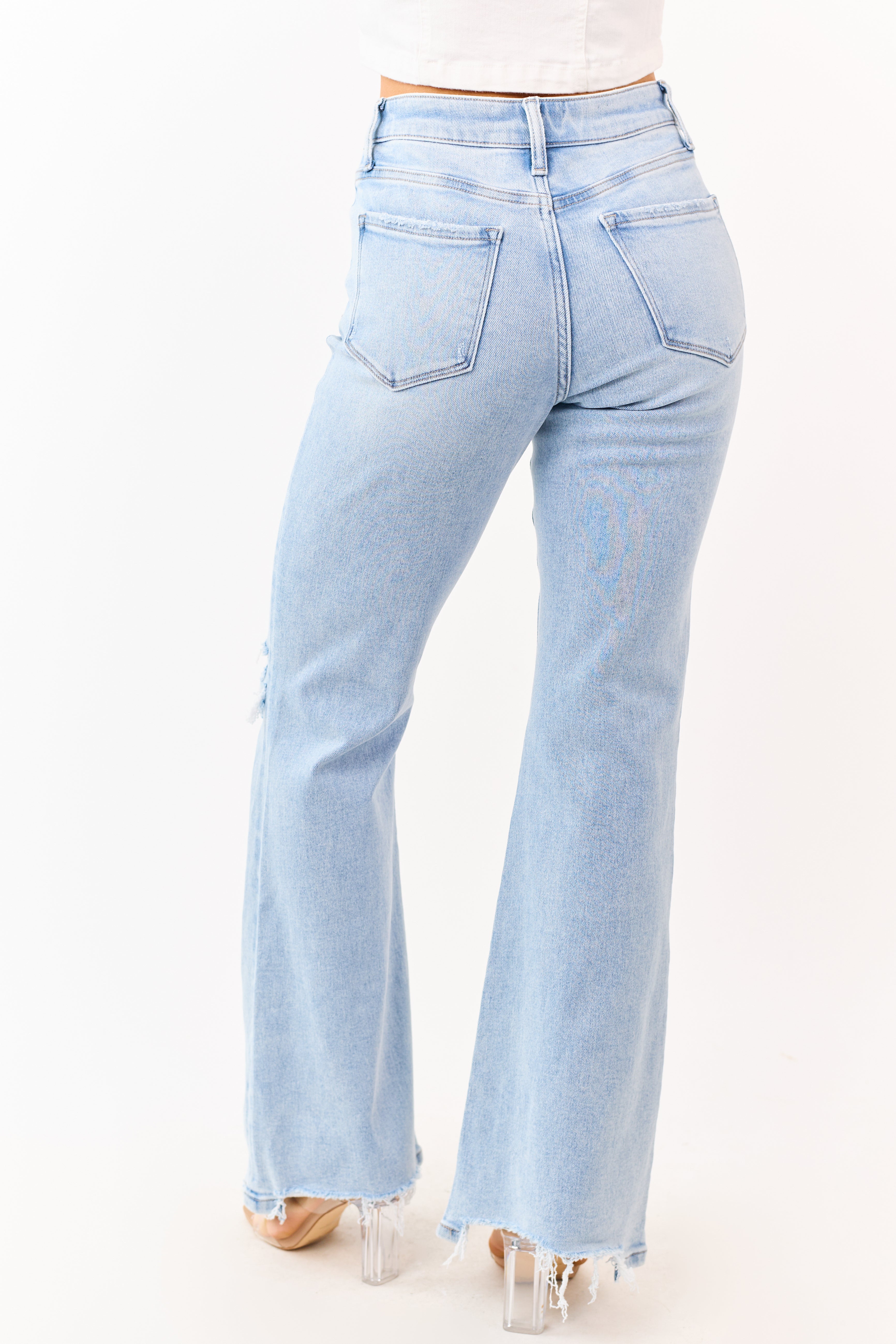 Vervet Light Wash Distressed Stretchy Flare Jeans