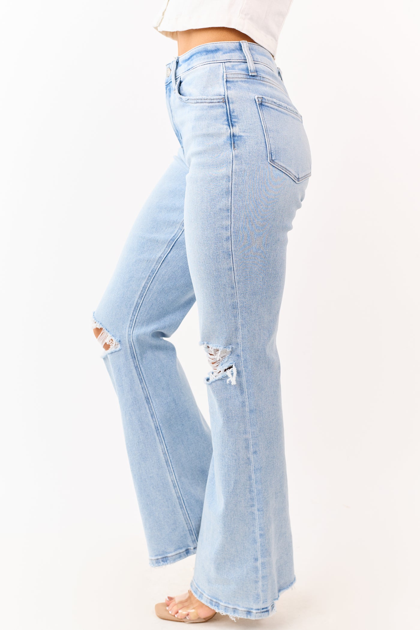 Vervet Light Wash Distressed Stretchy Flare Jeans