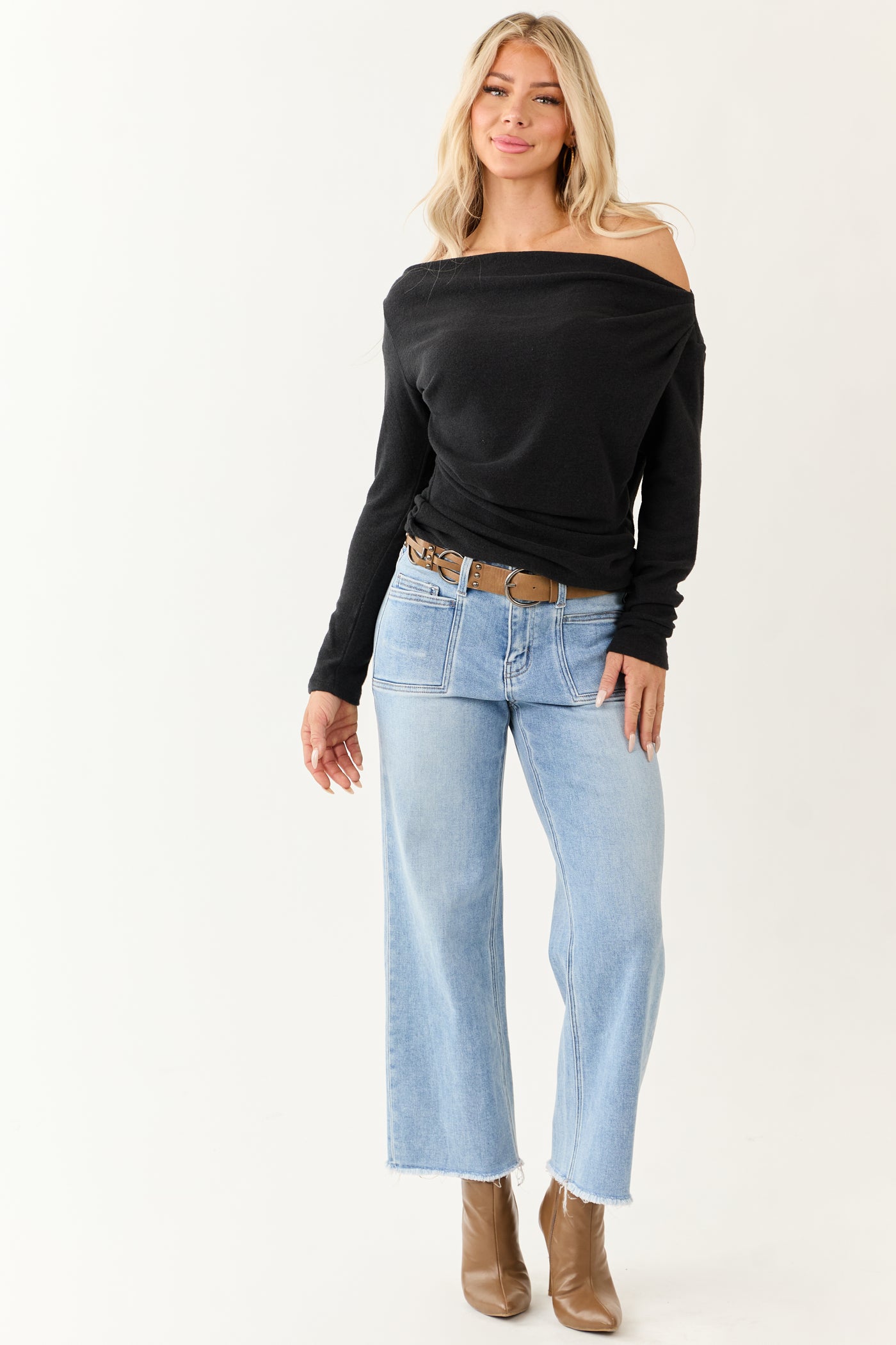 Vervet Light Wash Slim Wide Stretchy Crop Jeans