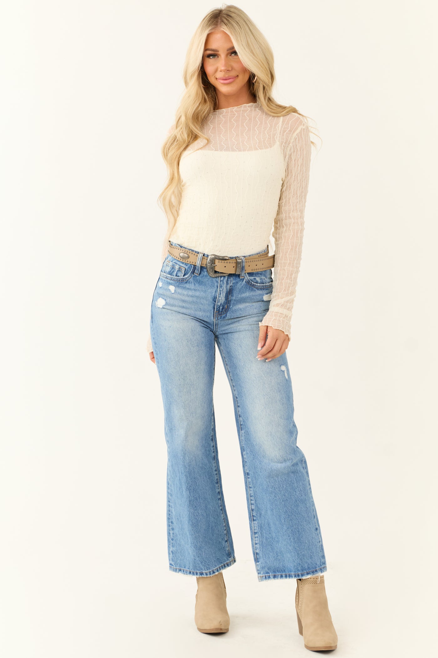 Vervet Medium Wash Wide Leg Ankle Jeans