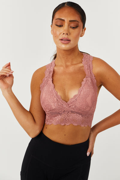 Vintage Rose Lace Racerback Padded Bralette