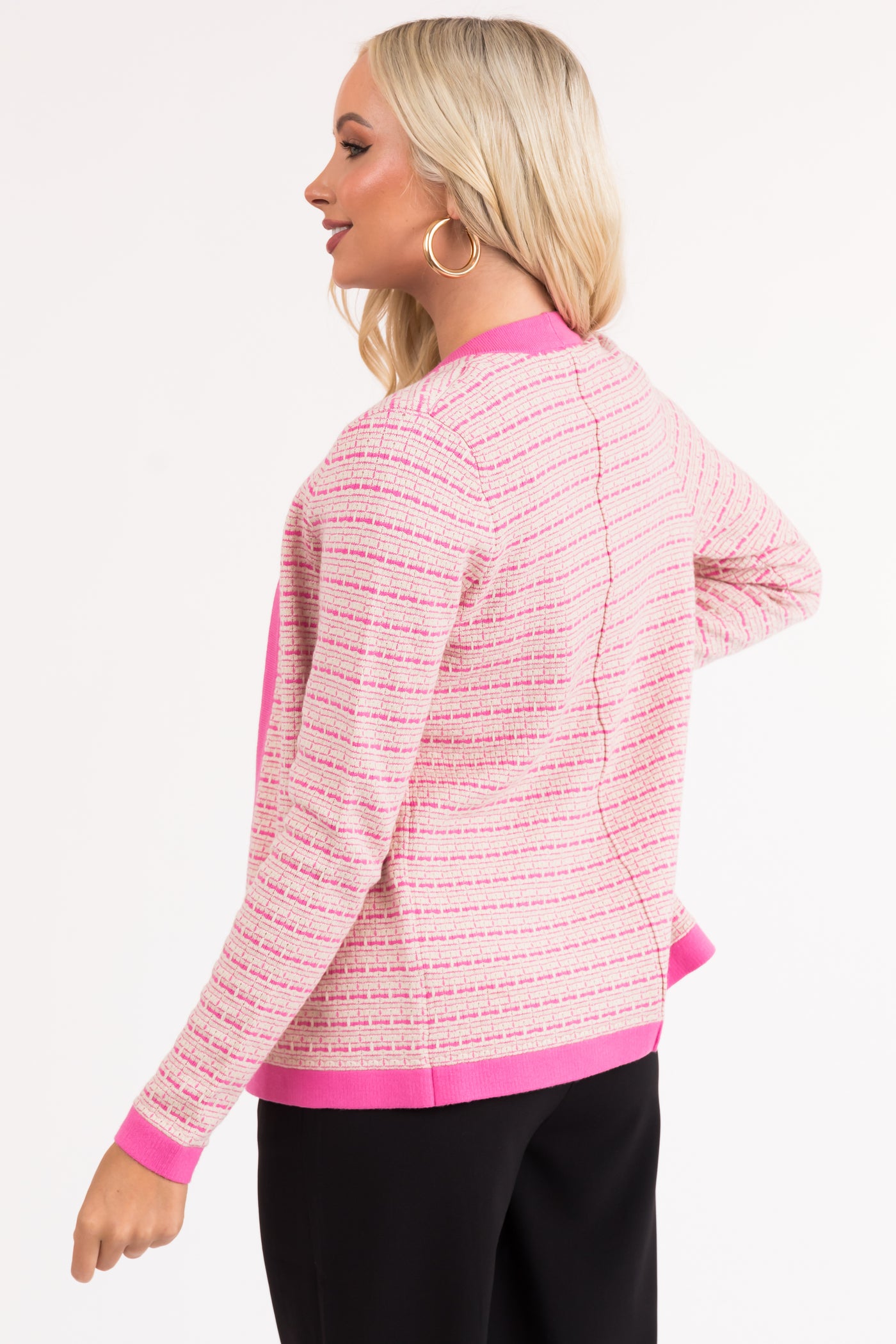 bubblegum pink cardigan