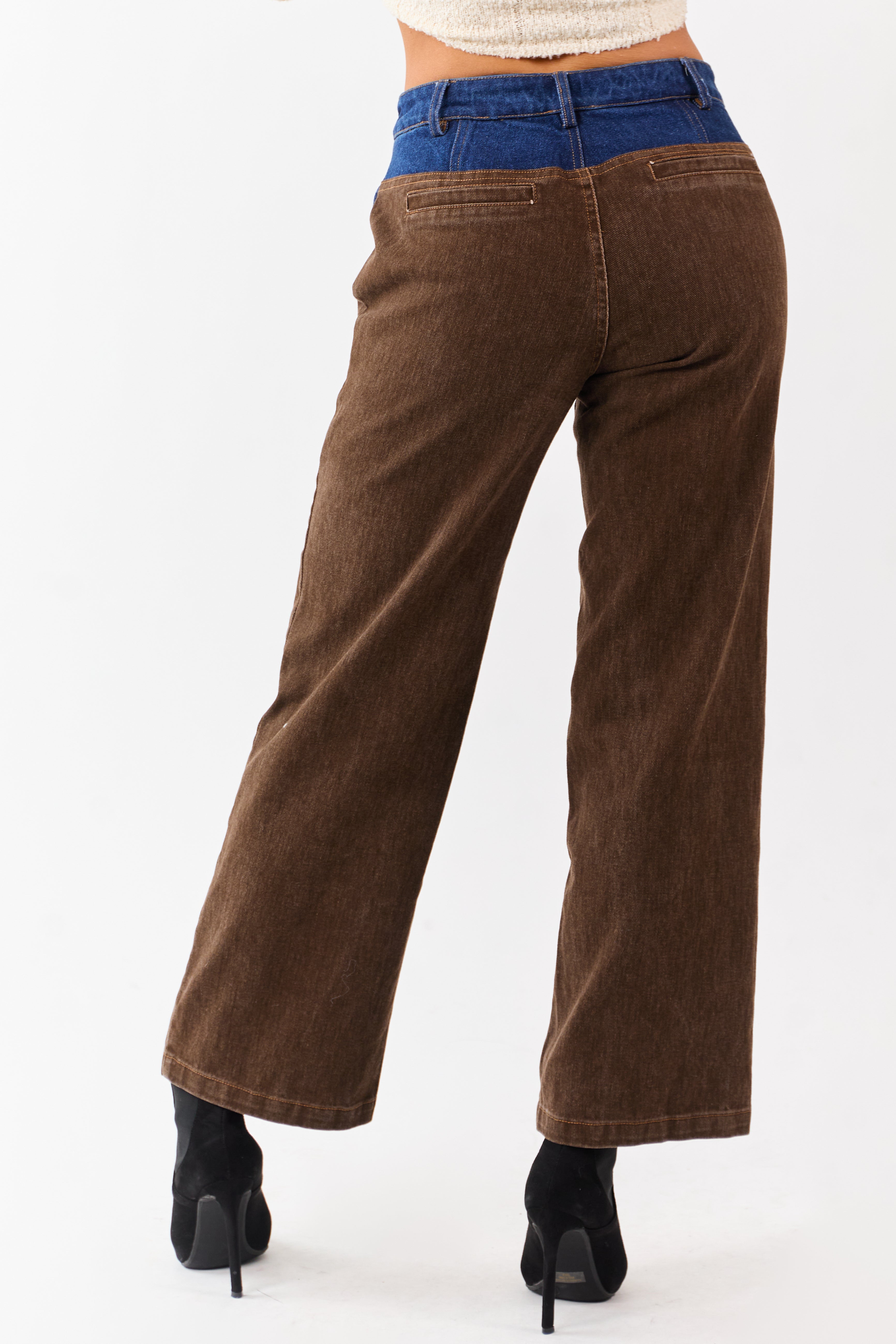 Walnut Contrast Dark Wash Relaxed Straight Jeans