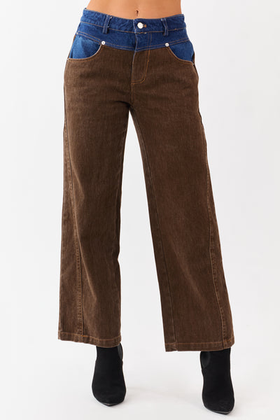 Walnut Contrast Dark Wash Relaxed Straight Jeans