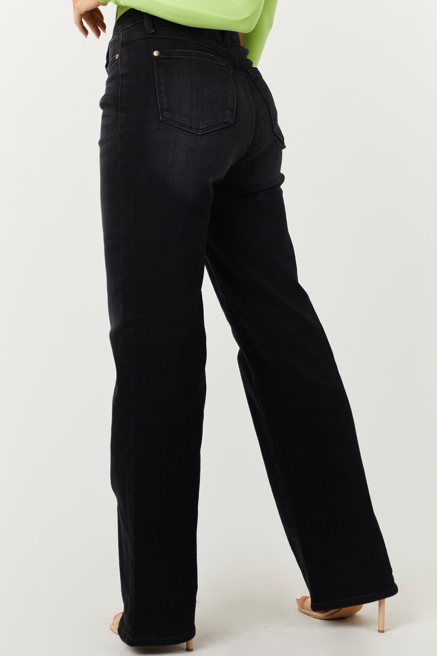 Washed Black High Rise Straight Leg Jeans