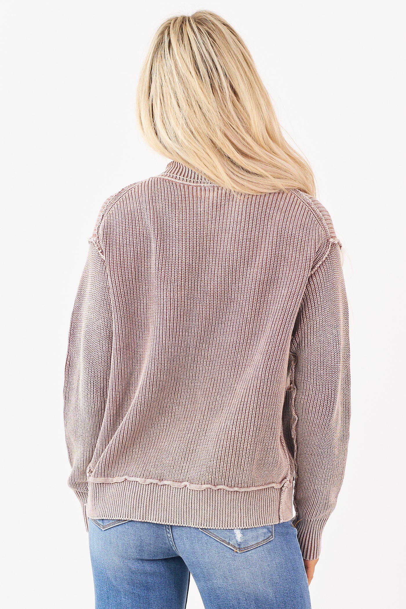 Washed Chocolate Cotton Open Front Cardigan