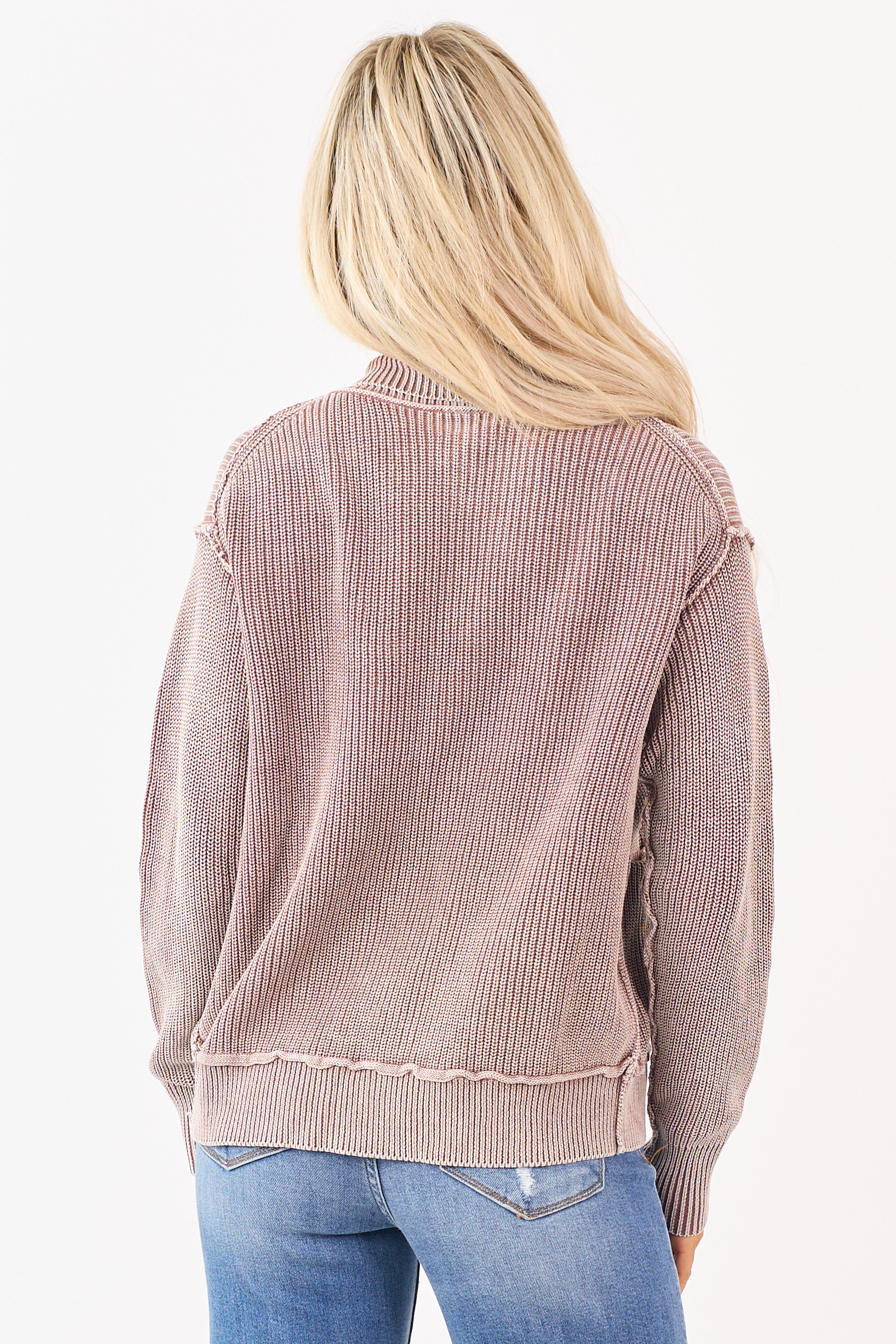 Washed Chocolate Cotton Open Front Cardigan