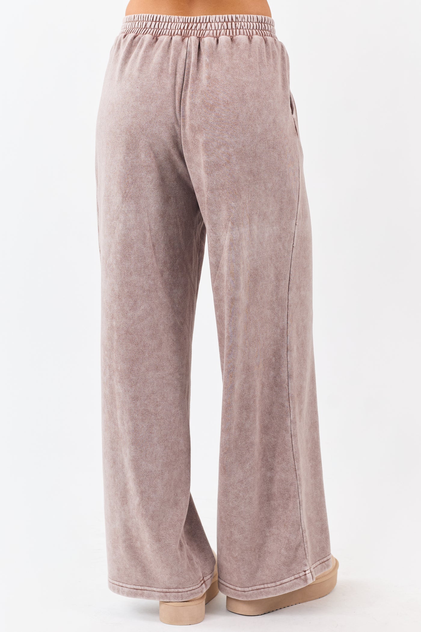 Washed Rose Taupe Wide Leg Sweatpants