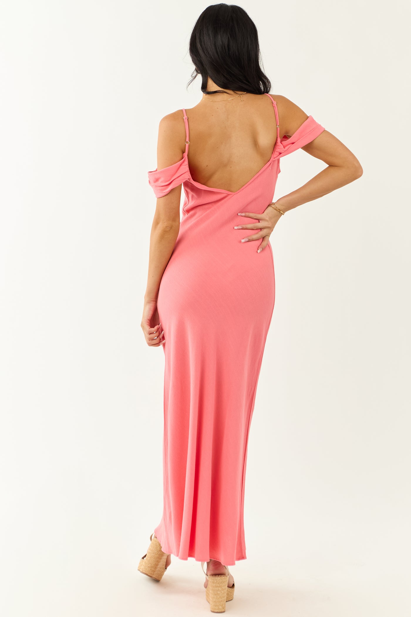 Watermelon Cold Shoulder Overlay Maxi Dress | Lime Lush Boutique Watermelon Cold Shoulder Overlay Maxi Dress | Lime Lush Boutique