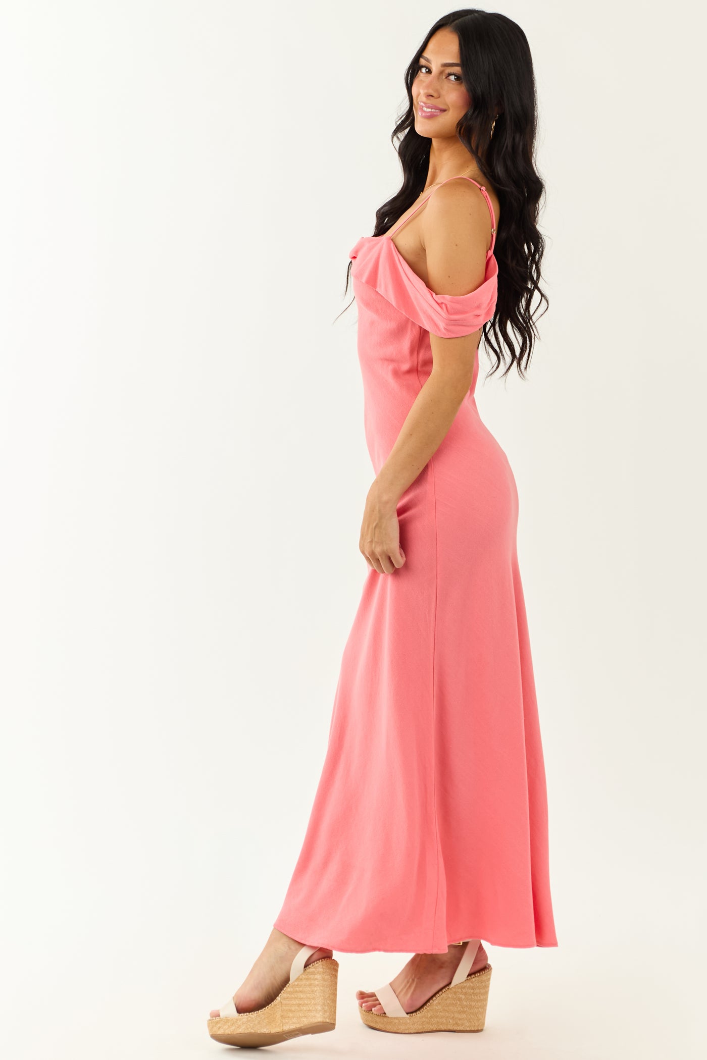 Watermelon Cold Shoulder Overlay Maxi Dress | Lime Lush Boutique Watermelon Cold Shoulder Overlay Maxi Dress | Lime Lush Boutique