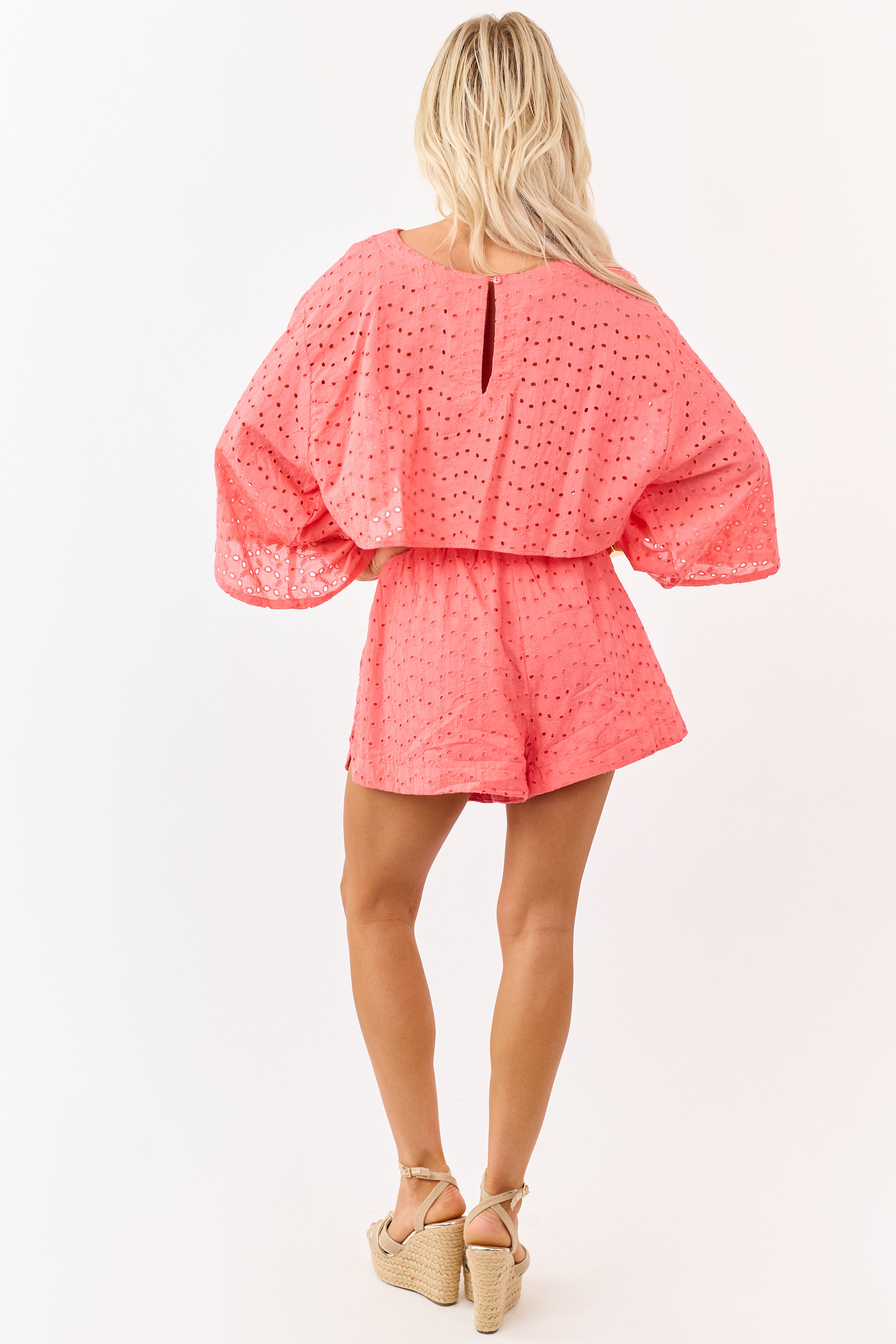 Watermelon Eyelet Cotton Boxy Top and Shorts Set