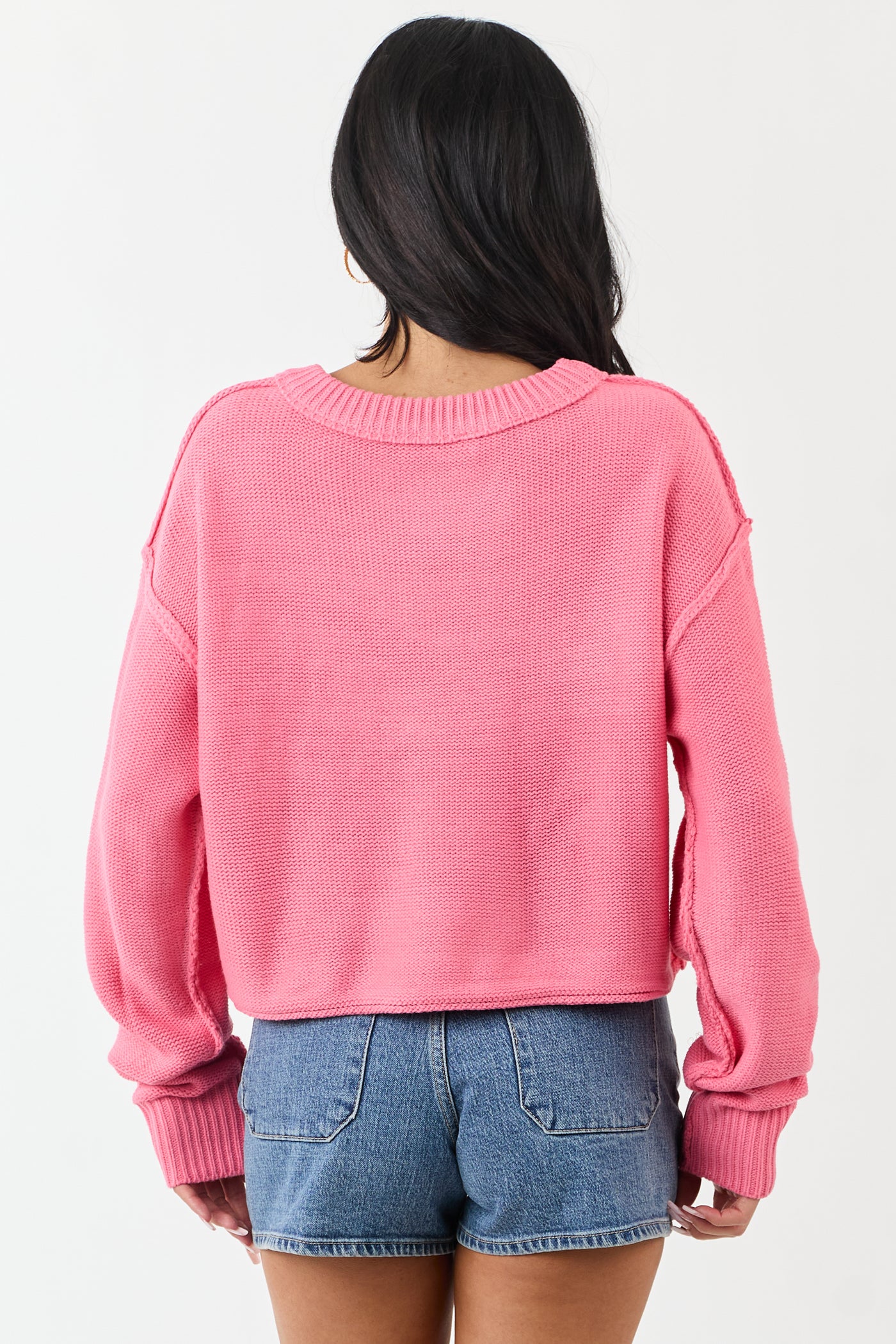 Watermelon Long Sleeve Relaxed Knit Sweater