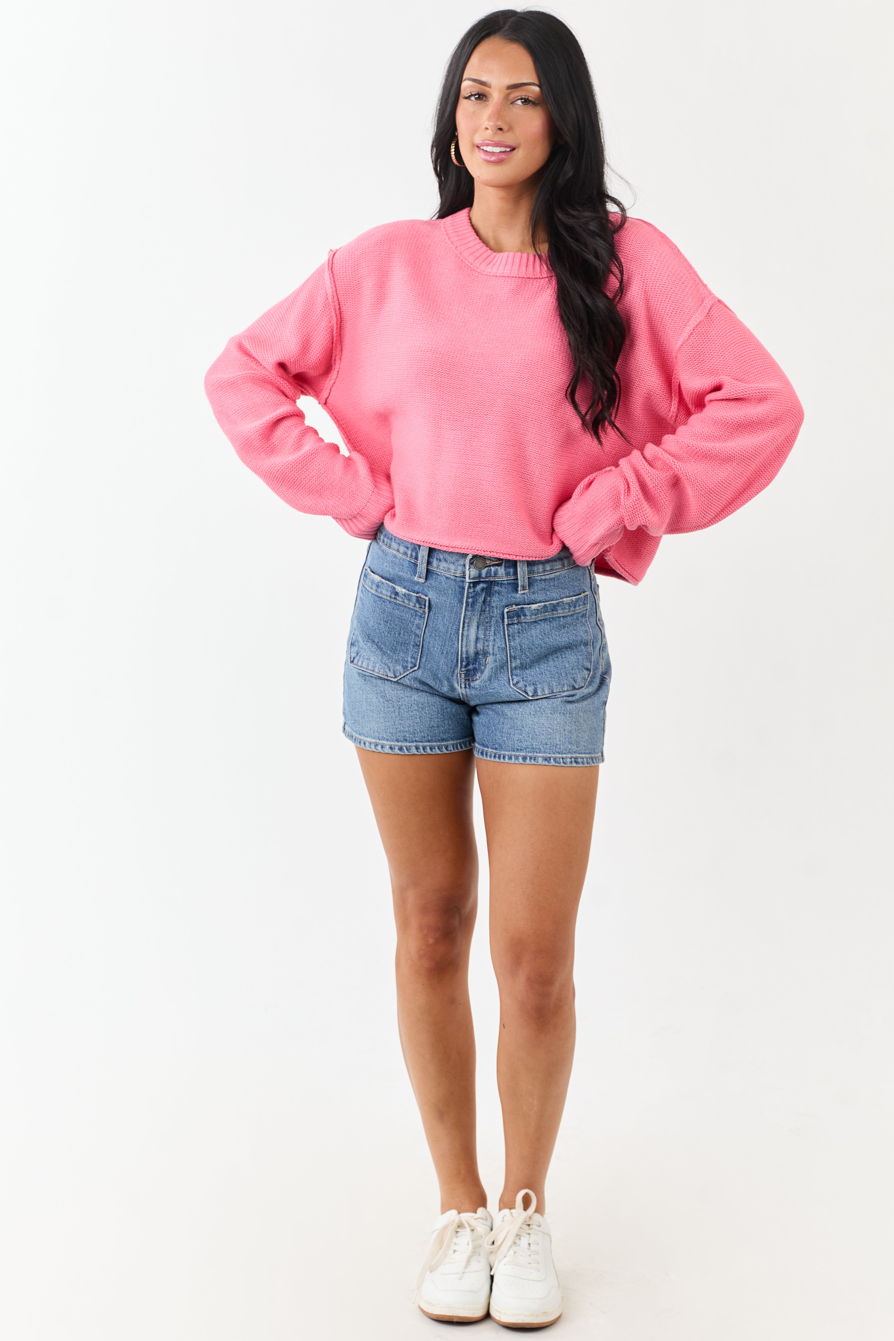 Watermelon Long Sleeve Relaxed Knit Sweater