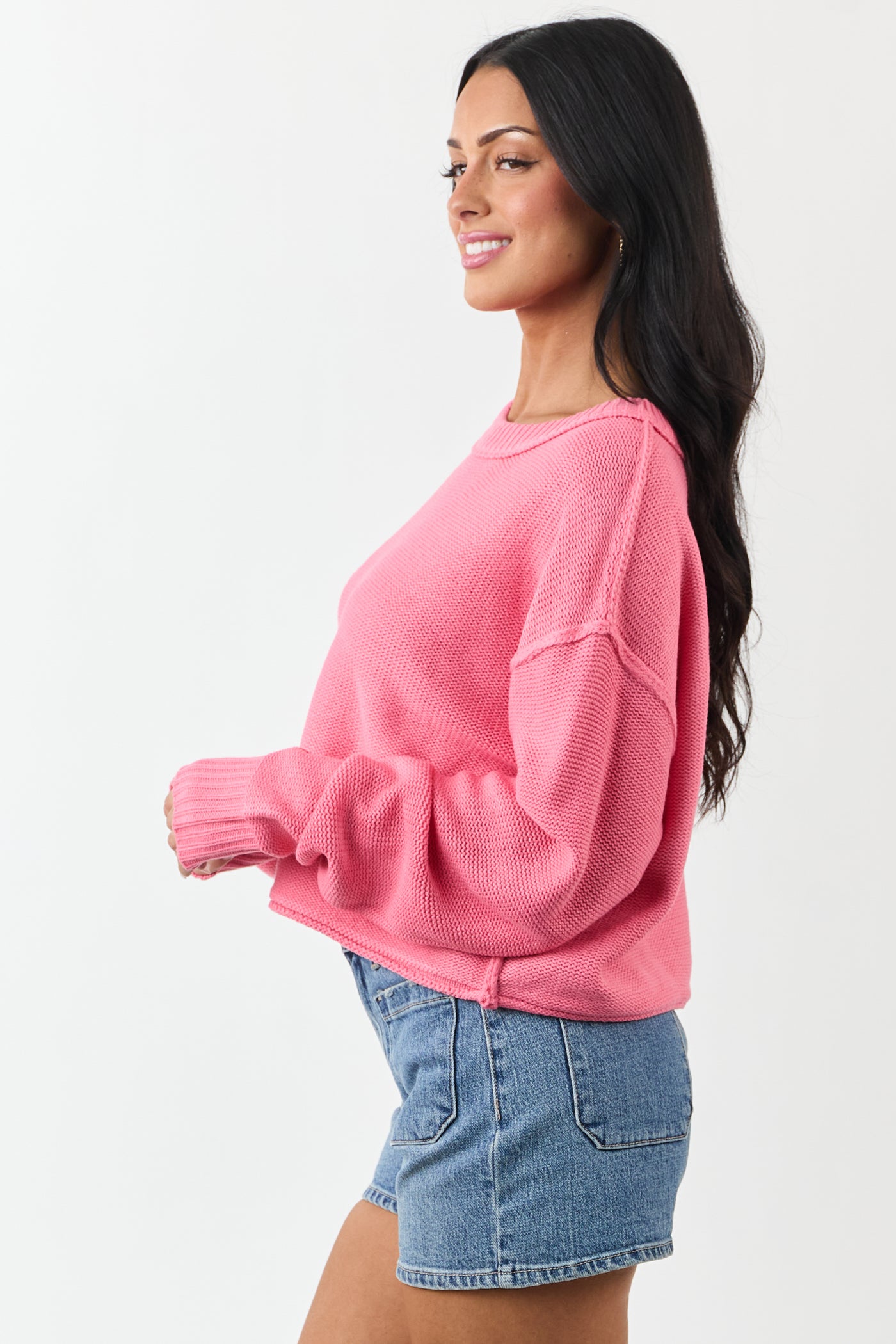 Watermelon Long Sleeve Relaxed Knit Sweater