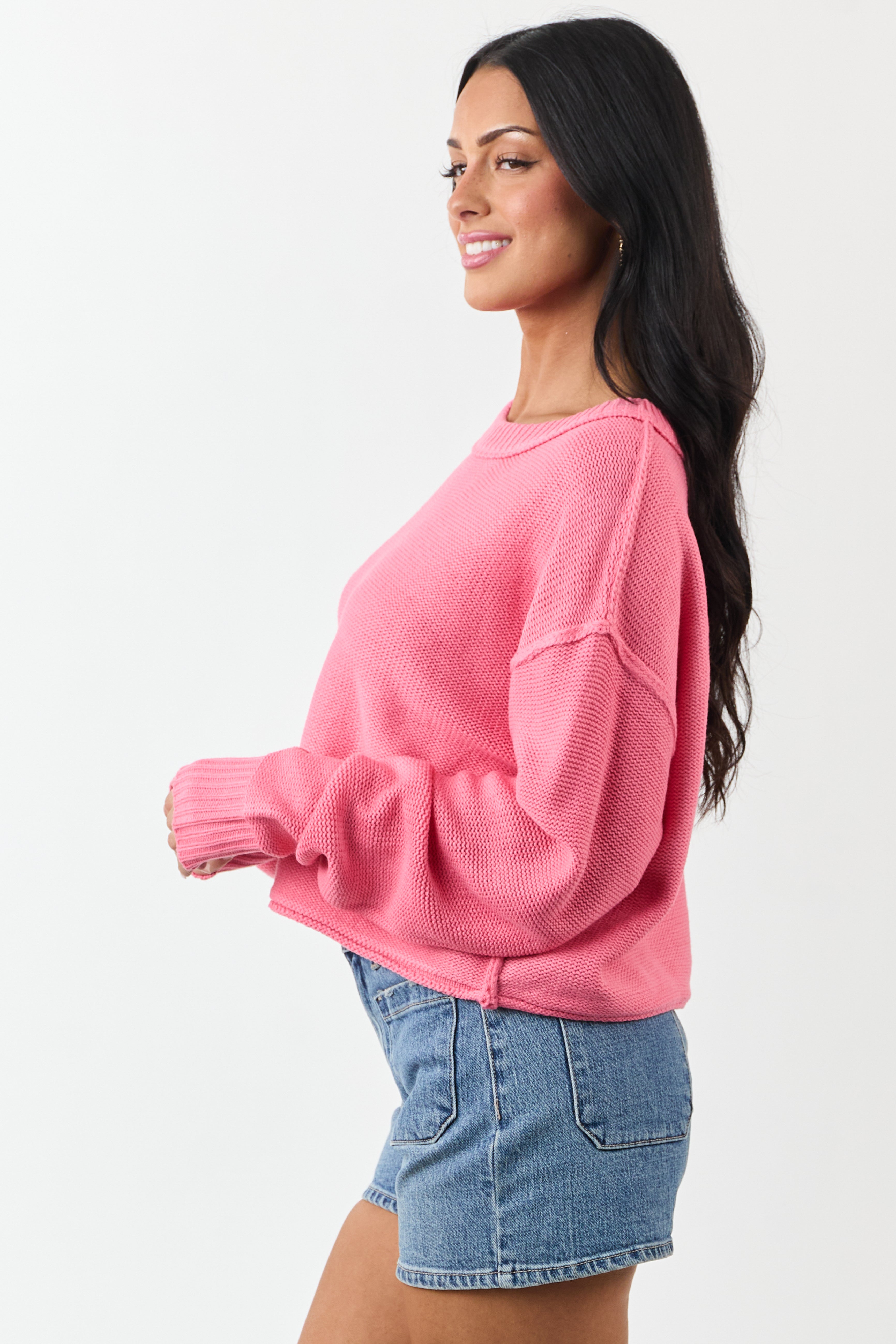 Watermelon Long Sleeve Relaxed Knit Sweater