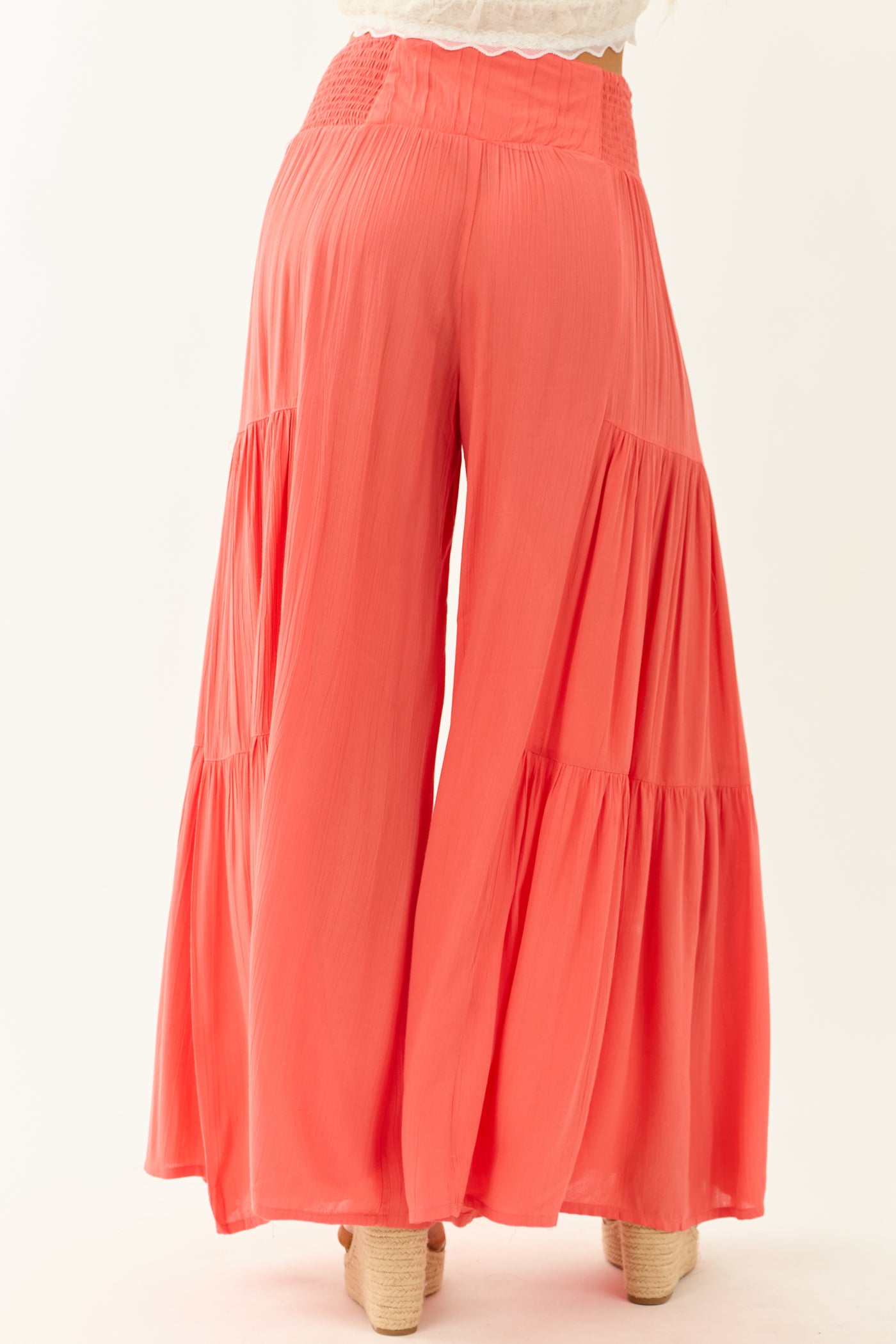 Watermelon Smocked Tiered Super Wide Leg Pants
