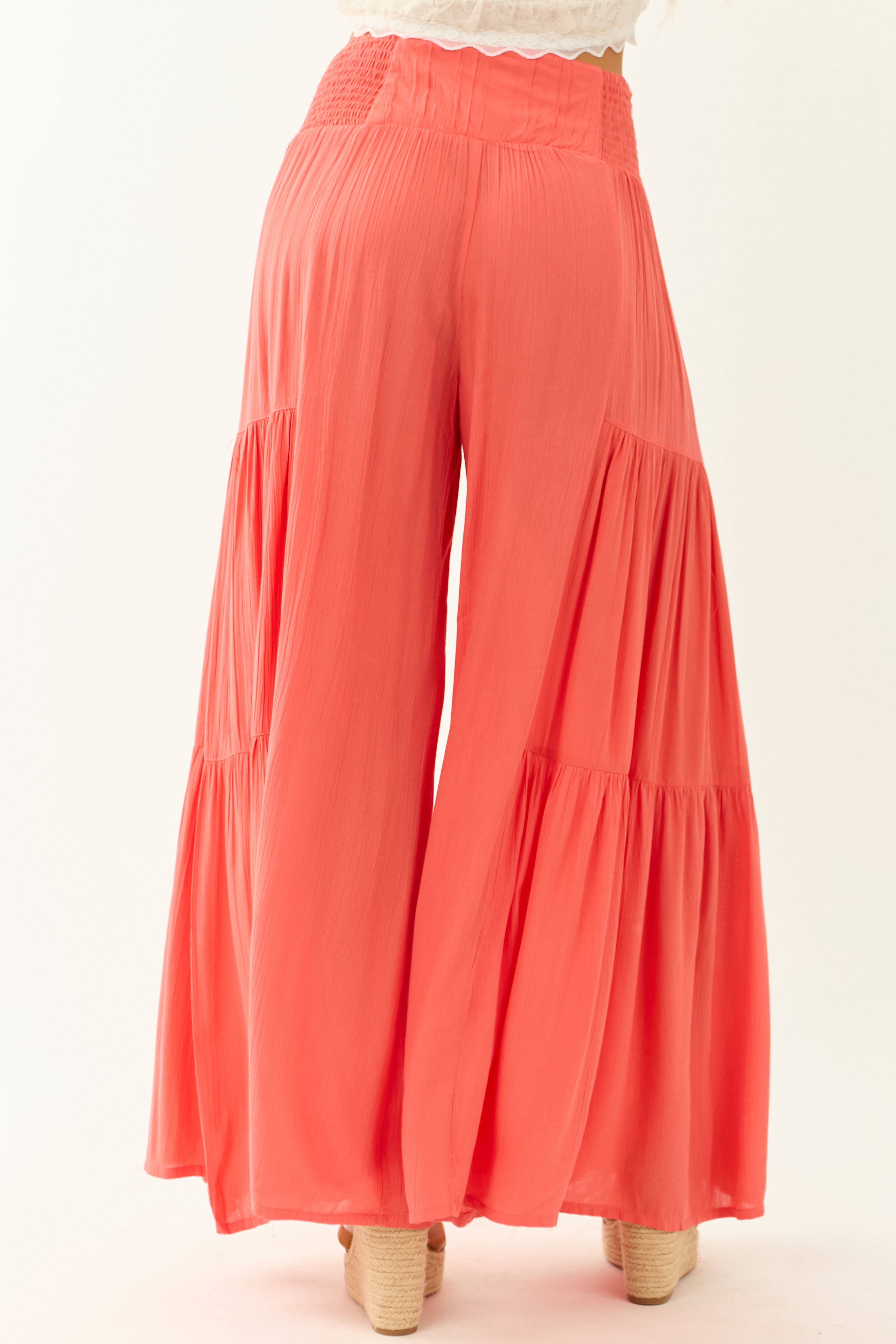 Watermelon Smocked Tiered Super Wide Leg Pants