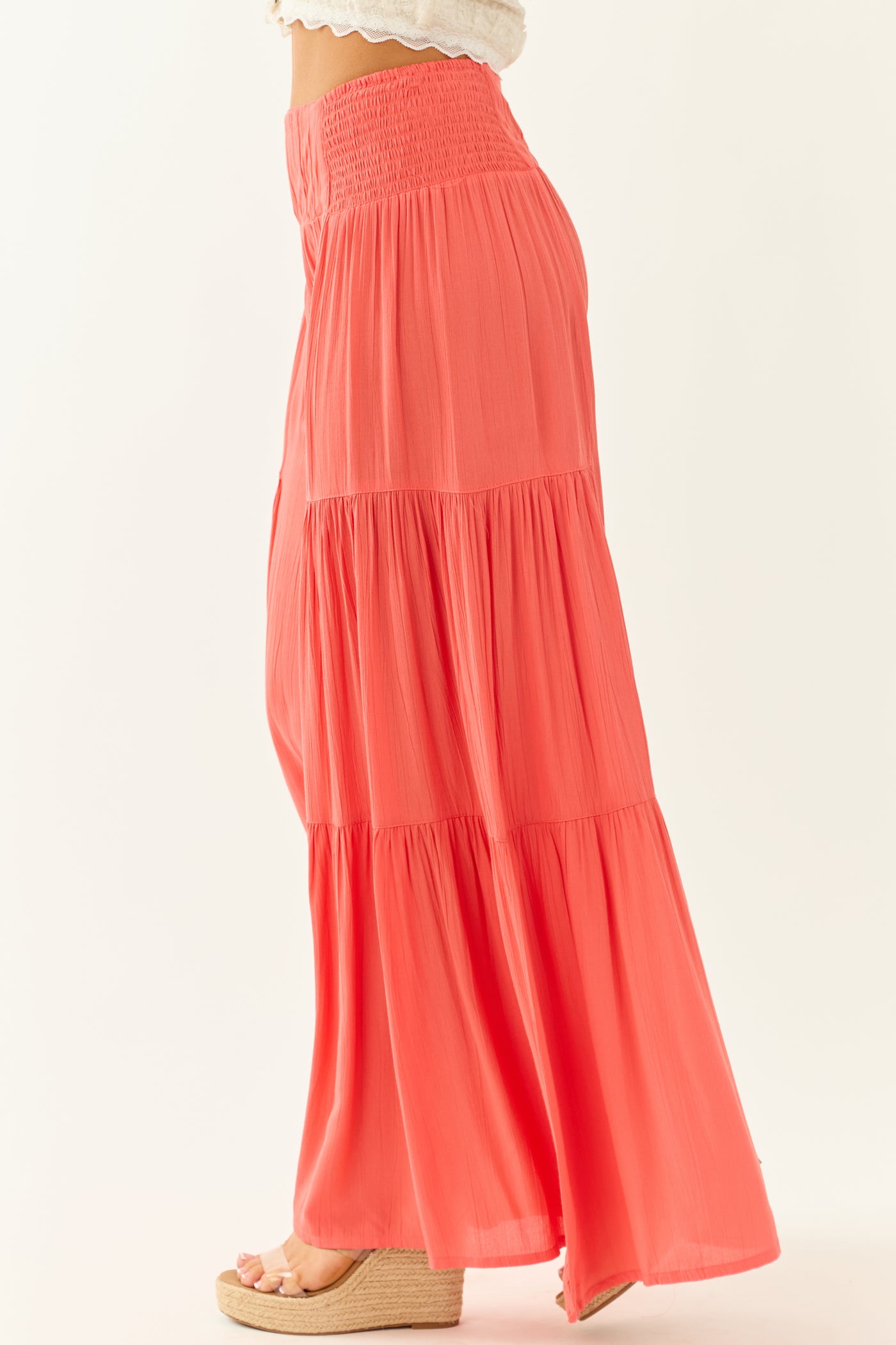 Watermelon Smocked Tiered Super Wide Leg Pants
