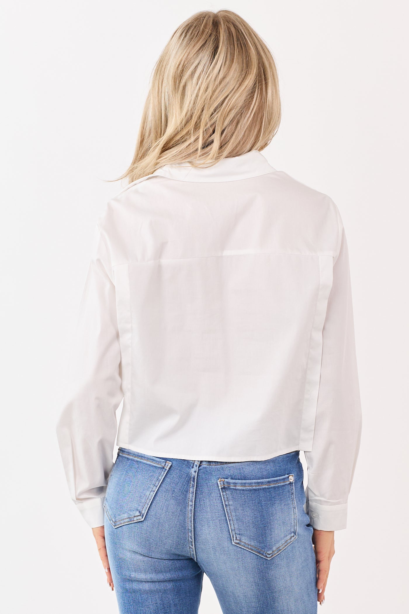 White Cotton Button Down Adjustable Waist Top