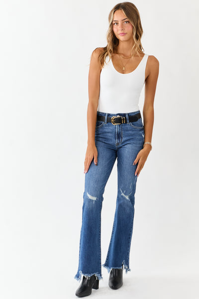White Double Layered Scoop Neck Tank Bodysuit